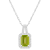 8x6mm Emerald Cut Peridot 1/6 ctw Diamond Rhodium Over Sterling Silver
Halo Pendant with Chain
