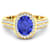 Purple Tanzanite and White Diamond Bridge 14K Yellow Gold Ring