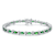 Emerald Color CZ Tennis Bracelet In White Rhodium Over Brass