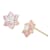 Pink And White Cubic Zirconia 14k Yellow Gold Children's Flower Earrings 0.68ctw