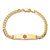 14k Yellow Gold Medical Soft Diamond Shape Red Enamel Flat Curb Link ID Bracelet