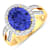 3.82 ctw Oval Violet Tanzanite and Diamond 14K Yellow Gold Split Shank
Halo Ring