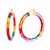 14K Yellow Gold Over Sterling Silver Painted Hoops in Rainbow