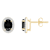 7x5mm Oval Black Onyx And Created White Sapphire 10k Yellow Gold Halo
Stud Earrings