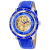 Christian Van Sant Men's Dome Yellow Skeleton Dial, Blue Leather Strap Watch
