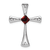 Rhodium Over 14k White Gold Garnet and Diamond Cross Chain Slide Pendant