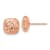 14k Rose Gold Polished and Diamond-Cut 10mm Puffed Square Stud Earrings