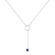 Round Sapphire Rhodium Over Sterling Silver Dainty Necklace, 0.30ct