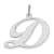 Rhodium Over Sterling Silver Fancy Script Letter D Initial Charm