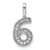 Rhodium Over 14k White Gold Diamond Number 6 Pendant