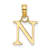 14k Yellow Gold Polished Block Letter N Initial Pendant