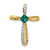 14k Yellow Gold and Rhodium Over 14k Yellow Gold Lab Created Emerald and
Diamond Cross Slide