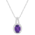8x6mm Oval Amethyst 1/7 ctw Diamond Rhodium Over Sterling Silver Halo
Pendant with Chain