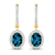 2.20ctw 14K Yellow Gold London Blue Topaz  and White Diamond Halo Earrings