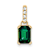 10k Yellow Gold 1 ctw Lab Created Emerald and Accent Diamond Pendant