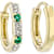 Lab-Created Emerald And Lab Sapphire Huggie In Solid 10K Yellow Gold 0.07ctw