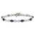 Rhodium Over 14k White Gold Amethyst and Diamond Infinity Bracelet