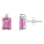 6x4mm Emerald Cut Pink Topaz with Diamond Accents 14k White Gold Stud Earrings