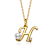 Initial H Pear Shape CZ And Pearl Pendant Necklace In 14K Gold Over Brass