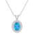 8x6mm Oval Blue Topaz 1/8 ctw Diamond Rhodium Over Sterling Silver Halo
Pendant with Chain