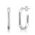 Hexagonal Open Hoop Earrings In White Rhodium Over Brass