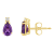 6x4mm Pear Shape Amethyst with Diamond Accents 14k Yellow Gold Stud Earrings