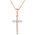 White Cubic Zirconia 14k Rose Gold Cross Pendant With Chain 0.30ctw