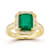 Rachel Zoe Green Emerald-Cut CZ Cocktail Ring in 14K Gold Over Sterling Silver