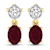 1.70ctw 14K Yellow Gold Red Ruby and White Diamond Halo Earrings