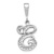 Rhodium Over 14k White Gold Solid Polished Script Filigree Textured
Letter E Initial Pendant