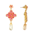 Gold Tone Pink AB Crystal with Pearl Drop Earring