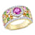 Pink, Orange Sapphire, Tsavorite and Diamond 14K Yellow Gold Ring 3.07ctw