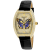 Christian Van Sant Women's Papillon Yellow Dial, Black Leather Strap Watch