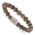 Stainless Steel Polished Brown Jade Bead Stretch Bracelet