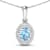 0.51ctw 14K White Gold Oval Aquamarine and White Diamond Pendant with 18
inch Cable Chain