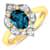 1.3ctw London Blue Topaz and Diamond 14K Yellow Gold Halo Ring