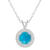 7mm Round Turquoise 1/8 ctw Diamond Rhodium Over Sterling Silver Halo
Pendant with Chain