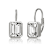 Baguette CZ Bezel Drop Earrings In Sterling Silver