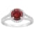 7mm Round Garnet 1/4 ctw Diamond Rhodium Over Sterling Silver Halo Ring