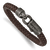 Brown Leather and Stainless Steel Antiqued Grey-plated 8.25-inch Bracelet