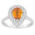 8x5mm Pear Shape Citrine And White Topaz Accents Rhodium Over Sterling
Silver Halo Ring