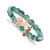 Rose Stainless Steel Antiqued and Polished Seahorse Green Dyed Jade Bracelet