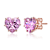 Pink CZ Heart Shape Stud Earrings In 18K Rose Gold Over Brass