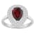 8x5mm Pear Shape Garnet And White Topaz Accents Rhodium Over Sterling
Silver Double Halo Ring
