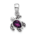 Rhodium Over Sterling Silver Antiqued Crystal Feb Birthstone Turtle Pendant
