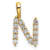 14K Yellow Gold Lab Grown Diamond Letter N Initial Pendant