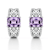 Purple Rhodium Over Sterling Silver Amethyst Octagon Hoop Earrings