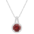 7mm Round Garnet 1/7 ctw Diamond Rhodium Over Sterling Silver Halo
Pendant with Chain