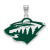 Rhodium Over Sterling Silver NHL LogoArt Minnesota Wild Large Enamel Pendant