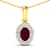 0.85ctw 14K Yellow Gold Ruby and White Diamond Pendant with 18 inch
Cable Chain